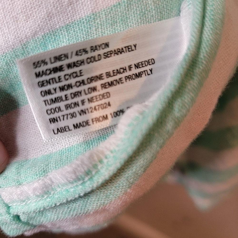 Stoney Clover size 1x Mint stripe tie strap baby doll top - Picture 6 of 8